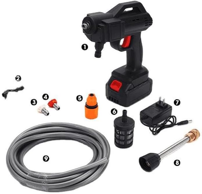 Portable pressure washer gun with rechargeable battery – complete kit