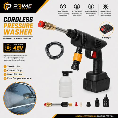 Cordless high pressure washer gun with 198V battery – portable wireless jet cleaner