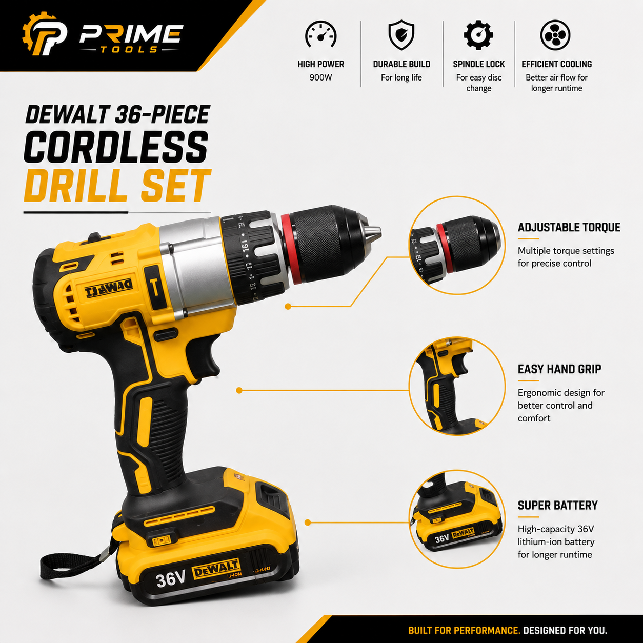 DeWalt 36V Hammer Drill | 42Nm Torque Concrete Crusher Pro Kit
