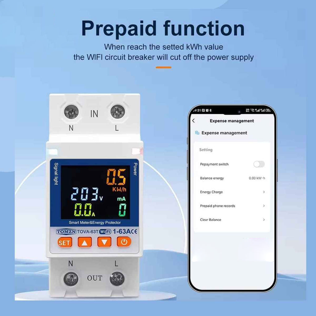 Tomzn TOVA-63T 63A WIFI Protector Mini 10in1 With Memory Option